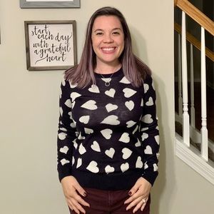 Loft blue and white heart sweater